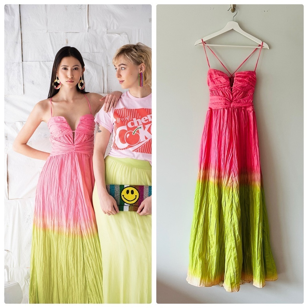 Antonio Melani Seraphina Pink Green Ombre Maxi Dress Size 6​​​